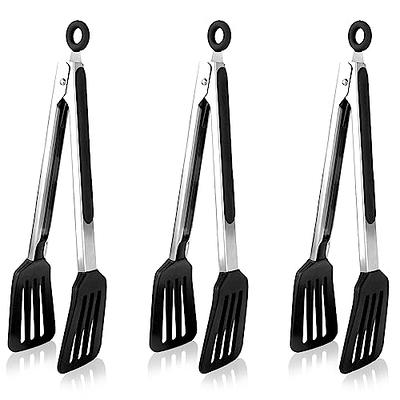 Gorilla Grip Stainless Steel Heat Resistant BBQ Kitchen Tongs Set of 2, Non  Scratch Silicone Tip