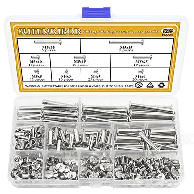 90 Sets Black Chicago Screw Leather Assorted Kit 6 Sizes of Screw