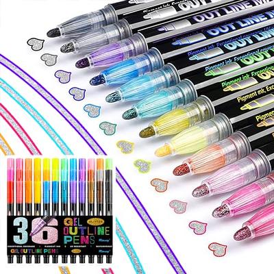Super Squiggles Shimmer Pens Magic Silver Metallic Self Outline Sparkling  Glitter Permanent Markers Pen Set for Card Making Scrapbook with  Magically-Appearing Colored Outlines