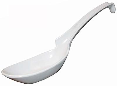 White Ceramic Chinese Soup Spoons / Asian Wonton Soup Spoons (12/Pack)