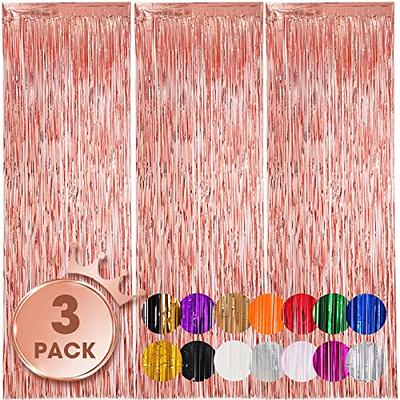 4 Pack 3.2Ft x 8.2Ft Red Fringe Curtain Backdrop, Sparkle Metallic Tinsel  Foil Fringe Streamers Background for Photo Booth Birthday Wedding Baby