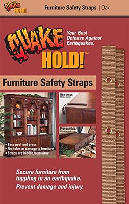 Quakehold! Furniture Strap Kit, Earthquake Fasteners for Disaster  Preparedness, Child Proof Safety Straps for RV, Home Office, Helps Prevent  Damage