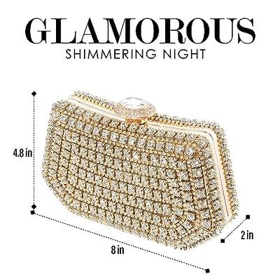 Chain Clutch Purse Glittering Evening Bag Party Cocktail Prom Handbags for Women Gold
