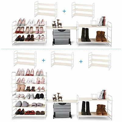 SimpleHouseware 3-Tier Stackable Shoe Rack Organizer Shelf, White 