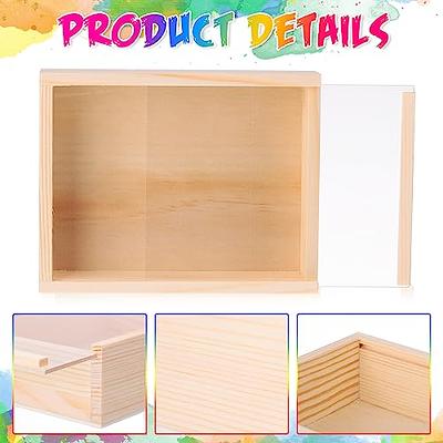 6 Pack Unfinished Wood Boxes - 6.3 x 4.9 x 1.8 Inch Wood Boxes, Wooden  Boxes for Crafts, Small Craft Wooden Box with Sliding Transparency Lid for  DIY