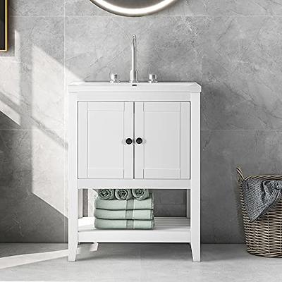 Bellemave 24'' Bathroom Vanity with Top Sink, Modern Bathroom Storage  Cabinet with 2 Drawers, Single Sink Bathroom Vanity with Open Shelf for