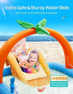 Evajoy Inflatable Spray Kiddie Pool with slide for kids