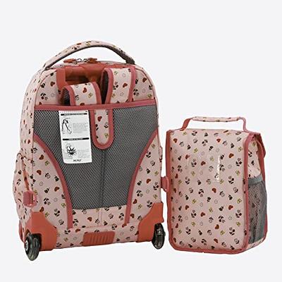 JWorld Lollipop 16 Rolling Backpack with Lunch Kit - Pink/Blue