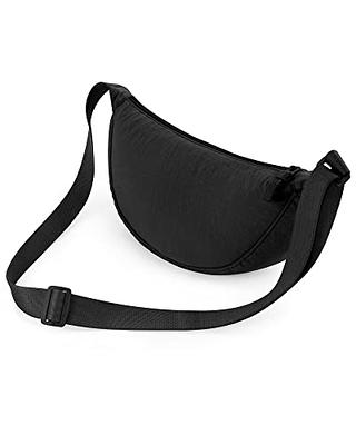 Nylon Crescent Crossbody Bag for Women Trendy Men,Small Travel Sling Bag  Hobo,Lightweight Fanny Pack with Zipper Adjustable Strap,Round Soft  Shoulder