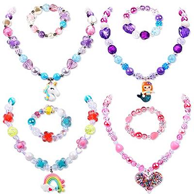 GC Butterfly Beaded Bracelet for Girls Colorful Kids Gift Toy Stretchy  Costume Jewelry Set Dress up Play Party Favors Present Crystal Friendship