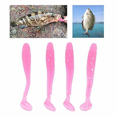Pink Worm,Crappie Jigs,50 Pcs 5cm Soft Fishing Lures,Plastic