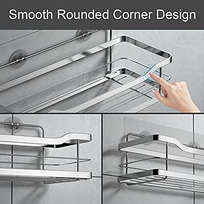 Roseyat Shower Caddy Shelf with Towel Bar, Adhesive Shampoo Holder with  Hook, Shower Rack Basket Organizer for Bathroom, 2-in-1 Bathroom Shelf  Kitchen