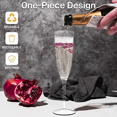 [8 Pack - 6 oz.] Plastic Champagne Flutes White Disposable Champagne  Toasting Glasses Fancy Stemmed Cups for Parties, Weddings, and Dining  Durable