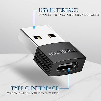 USB to USB C Adapter（3 Pack）,Type C Female to A Male Charger
