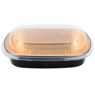 ChoiceHD Smoothwall Black and Gold Large Foil Entree / Take-Out Pan with  Dome Lid 65.6 oz. - 10/Pack