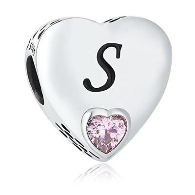 925 Sterling Silver Letter Charms A~Z Alphabet Charm Heart Shaped Letter  Beads fit Pandora Bracelets fit Wife Daughter Mom Christmas Birthday Gift -  Yahoo Shopping