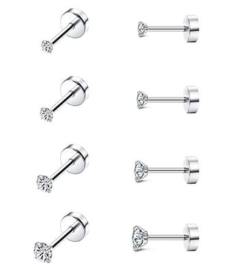 5 pairs Men Earrings Studs Flat Back Dot Earrings Pure Titanium