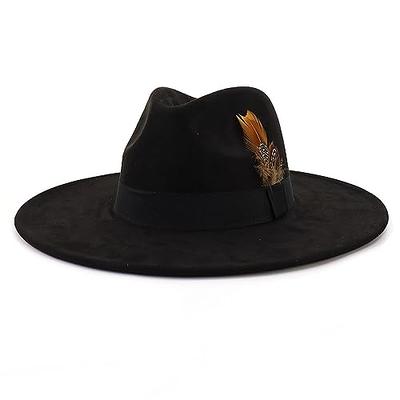 LIDHAY Big Wide Brim Fedora Hats for Women Men Western Suede Hat Panama Hat Outdoor  Hats 015 Black - Yahoo Shopping