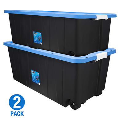 Homz 18 Gal Plastic Utility Storage Bucket Tub w/ Rope Handles, Black, (2  Pack)