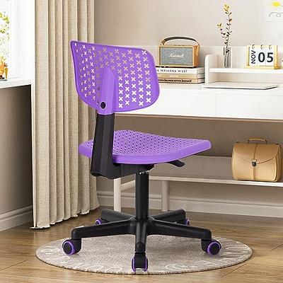 FurnitureR 360 Swivel Task Chair, Low Back Armless Writing Desk Chair with  Adjustable Height & Lumbar Support for Teens Boys Girls Students, Computer  Desk Chair for Home Office, PURPLE 