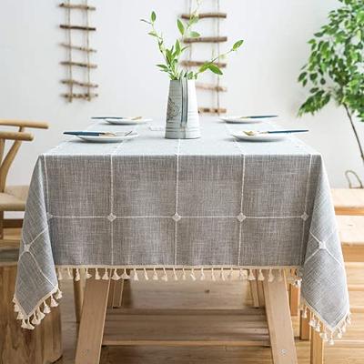 Laolitou Cotton Linen Waterproof Tablecloth for Dining Table Farmhouse  Kitchen Rectangle Table Cloth Coffee Wrinkle Free Table Cover, Beige,  Coffee