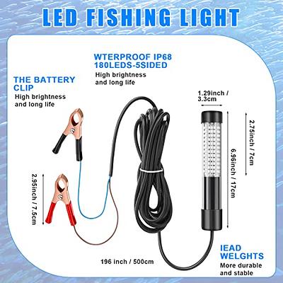 2 Pcs 12V 10W Green Underwater Fishing Light Submersible Lure Bait Light  LED Fishing Attracting Light