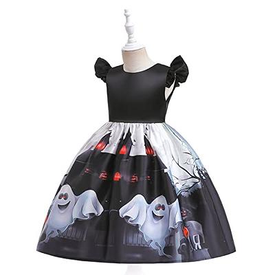 GUUZOGG Wednesday Addams Costume Dress for Girls, Kids Wednesday Addams  Dress with Belt, Halloween Costume Cosplay Party