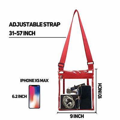 Vorspack TPU Clear Cross-body Purse Stadium Approves Clear Bag with Inner Pocket and Adjustable Strap for Sports Event Concert Festival - Grey