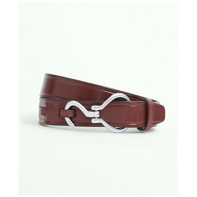 Brooks Brothers Men's Leather Hoof Pick Belt, Brown