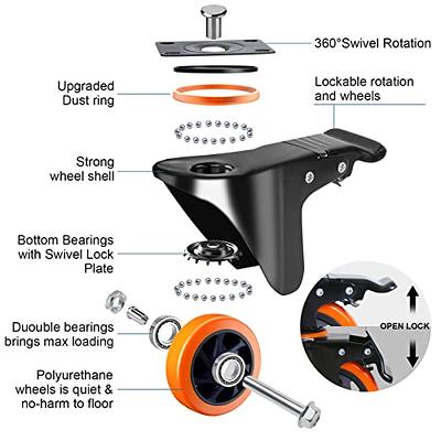 JGJC 2 inch Swivel Stem Ball Caster Wheels, Antique Furniture Casters Set  of 4 with Socket