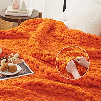 Chunky Knit Blanket Throw Soft Chenille Yarn Knit Blanket for Bed Sofa Boho  Fluffy Thick Tightly Woven Throw Machine Washable (Color : White, Size 