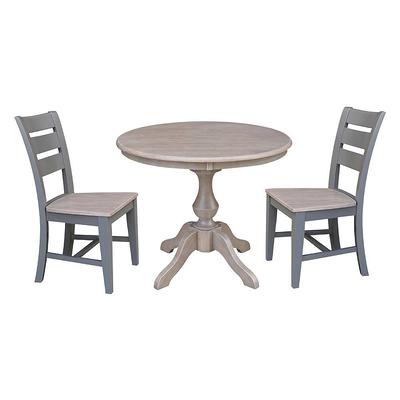 International Concepts 5-Piece Dining Set with 36 inch Round Extension Table and 4 Counter Height Stools, Hickory/Washed Coal