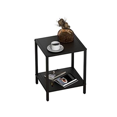 Hommoo End Table, Square Side Table Modern Night Stand with 2-Tier Storage Shelf, Living Room Small Coffee Table, Wood Finish Bedside Table for