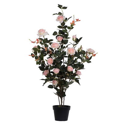 Vickerman 16 Artificial Dark Pink Rose in Glass Pot