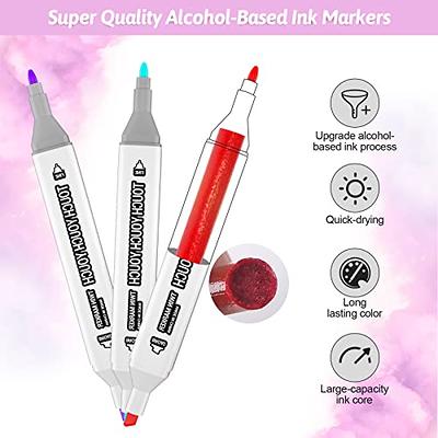 Ogeely Alcohol Markers 82 Color Dual Tip Permanent Art Markers for