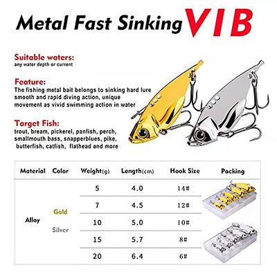 5 Pack Metal Blade Baits for Bass Fishing Lures Hard Metal VIB