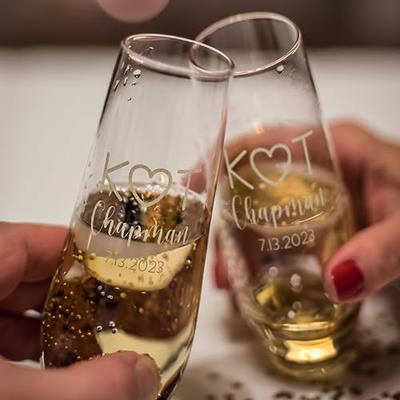 Personalized Laser Engraved Stemless Champagne Tumbler 6 Oz, Cocktail Cups  wit