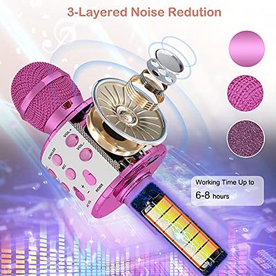 BONAOK Wireless Bluetooth Karaoke Microphone, 3-in-1 Portable Handheld Mic  Speaker for All Smartphones,Gifts for Girls Kids Adults All Age Q37(Rose