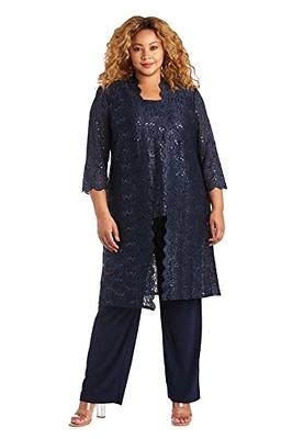 Metallic Lace Tank Top and Pant Set with Sheer Lace Jacket – R&M Richards