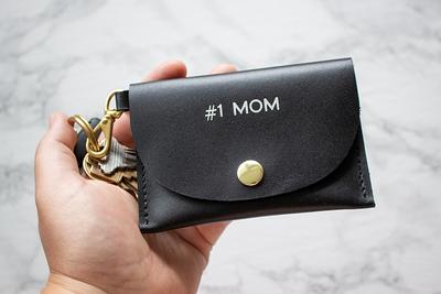 Monogram Leather Credit Card Holder - Personalized Mom Wallet Keychain  Customized Black Emboss Wristlet Gift Wife Present - Yahoo Shopping