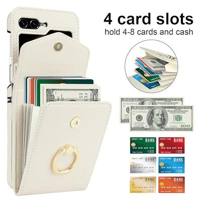 For Samsung Z Flip 5 Case With Card Holder & Ring Wallet Case Galaxy Z Flip  5 Wallet Case Cell Phone Case Wallet Gift For Women