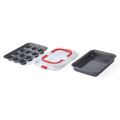 Baker's Secret - 8 Pieces Bakeware Set - 2X Round Pan, 1X Square Pan, 1X Loaf  Pan, 1X Muffin Pan 12 Cups, 1X Cookie Sheet, 1 X Roaster, 1X Roaster Lid,  Non-Stick