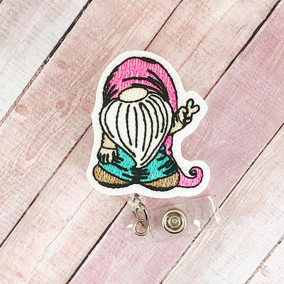 Valentines Gnome Badge Reel or Badge Topper, Retractable Badge