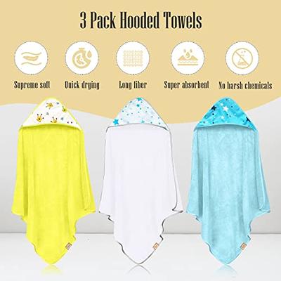 Tranqun 6 Pack Flannel Hooded Baby Towels Baby Bath Towel Cute