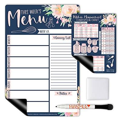 Magnetic Dry Erase Kitchen Fridge Weekly Meal Planner Menu