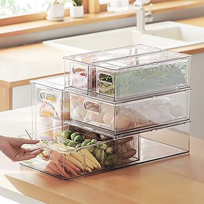 MineSign 4Pack Stackable Fridge Drawers Pull-out Storage Bins with Handle  Clear Food Container for Refrigerator Plastic Dresser Organizer  Fruit&Veggie Keeper for Freezer Cabinet Kitchen Organization - Yahoo  Shopping