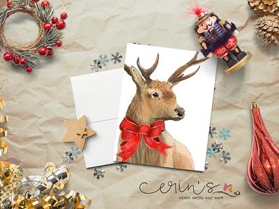 vintage christmas card deer