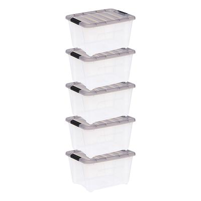 IRIS 72 QT. Stack & Pull Clear Storage Box, Lid Gray (Pack of 3) 500150 -  The Home Depot