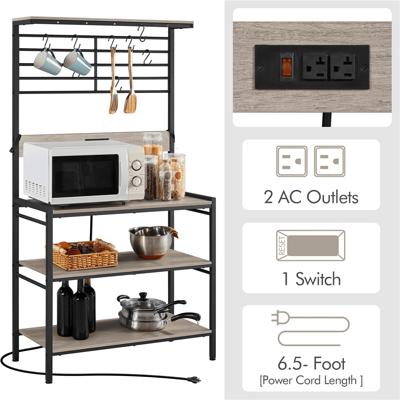 Yaheetech 5-Tier Kitchen Baker's Rack Utility Storage Shelf With 5 Shelves  & Adjustable Feet - Gray