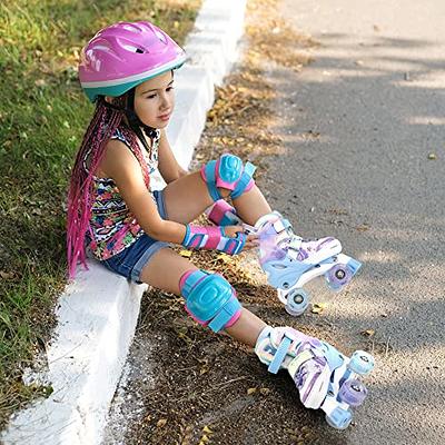 NEMONE Mermaid 4 Size Adjustable Light up Roller Skates for Girls